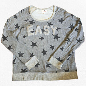 Sundry Gray Star Print EASY Pullover USA Made Relaxed Sweatshirt Size 1 Small